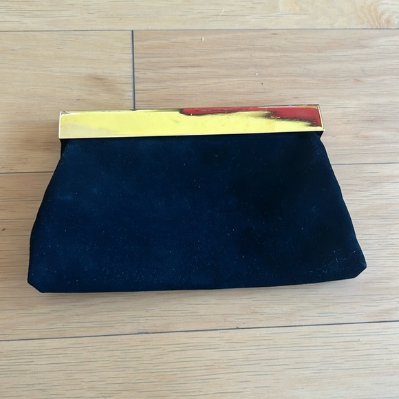 Barney's New York suede black and gold clutch - Picture 1 of 4